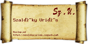 Szalóky Uriás névjegykártya